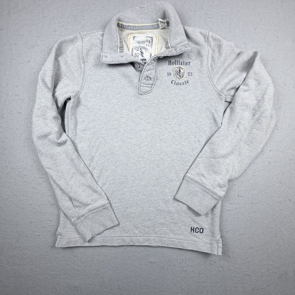 Hollister Mock Neck Vintage Men Preppy Sweatshirt Classic Pullover Medium Y2K